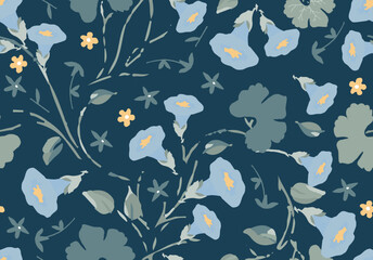 DAFFODIL FLORAL REPEAT SEAMLESS PRINT PATTERN VECTOR