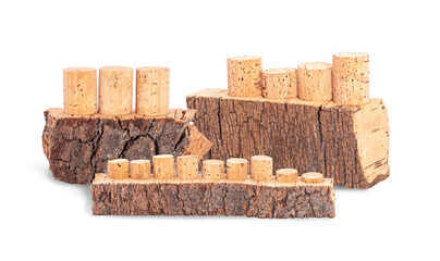 Obraz premium bottle caps made of natural cork wood in assortment