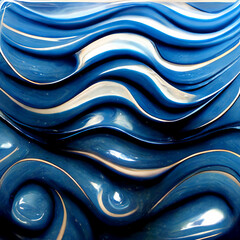 Blue liquid waves abstract bright background
