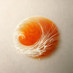 Orange abstract circle particles wave background