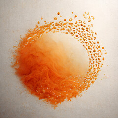 Orange abstract circle particles wave background