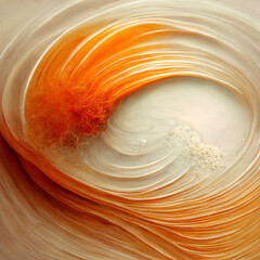 Orange abstract circle particles wave background