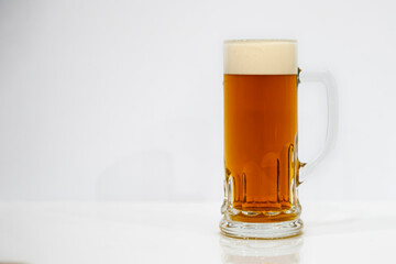 Beer mug with white background. Space for copy.