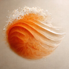 Orange abstract circle particles wave background