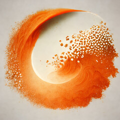 Orange abstract circle particles wave background