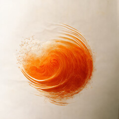 Orange abstract circle particles wave background