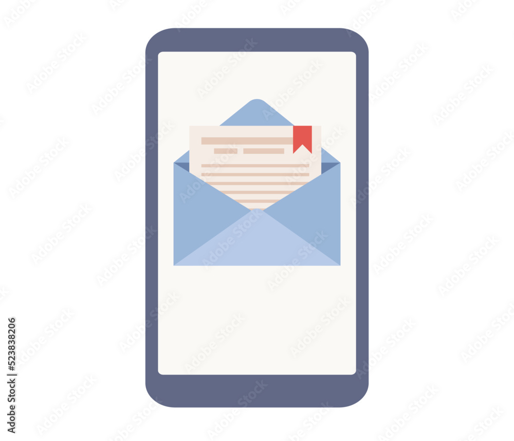 Aufkleber open mail envelope on smartphone screen icon. mail notification sign. new message. vector flat illus