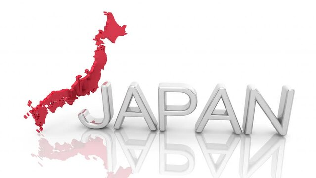 Japan Country Word Red Map Travel Background 3d Animation