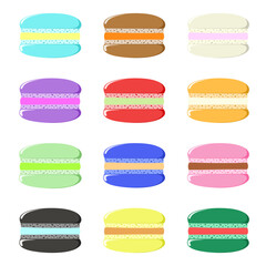 Different types of macaroons. Set of different taste cake macarons