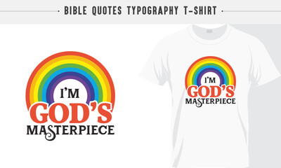 I'm God's Masterpiece, Gospel, God's Word, Jesus Rainbow typography T-shirt design. Rainbow T-shirt