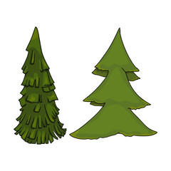 Set of fir trees, pine isolated. Christmas tree for design blank, logo, badge, postcard