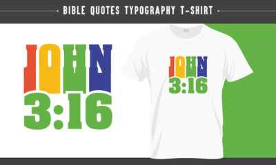 John 3:16, Gospel, God's Word, Jesus Rainbow typography T-shirt design