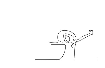 rejoicing happy young woman raising her hands rejoicing. happy woman going on vacation