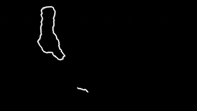 Comoros map, country territory outline self drawing animation. Line art.
