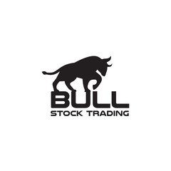 Bull animal as symbol logo for stock trader company