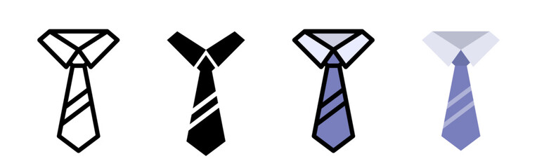 A set of ties and collars. Set of flat vector icons. Vector clipart isolated on white background.