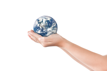 Earth, globe in hand on transparent background - PNG format. Elements of this image furnished by NASA