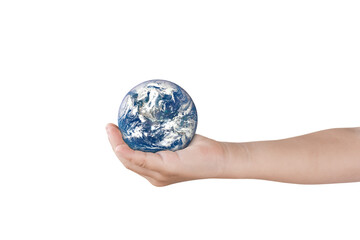 Earth, globe in hand on transparent background - PNG format. Elements of this image furnished by NASA