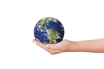 Earth, globe in hand on transparent background - PNG format. Elements of this image furnished by NASA