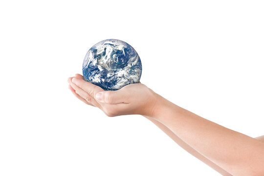 Earth, globe in hand on transparent background - PNG format. Elements of this image furnished by NASA