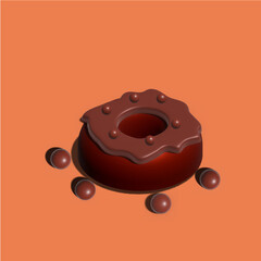 
Illustration of a 3D chocolate donut
