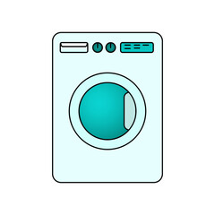 Washing machine in turquoise tones, icon, household appliances