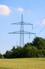 A Power Pylon in the Fields in Hohenlohe, Germany
