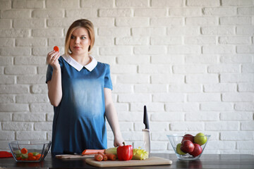 Pregnant young beautiful girl on the ninth month