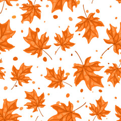 Seamless pattern with maple leaves. Image of autumn plant.