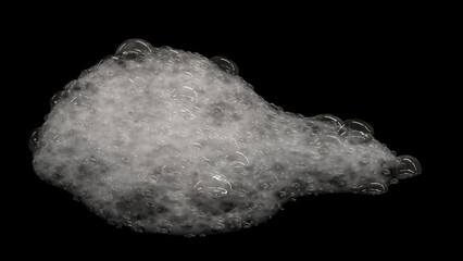 3D rendering realistic foam bubble close up on black floor.Visual effect simulation conceptual.