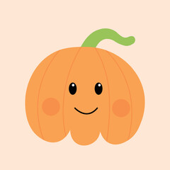 Cute cartoon flat drawing pumpkin for spooky Halloween party design and poster.