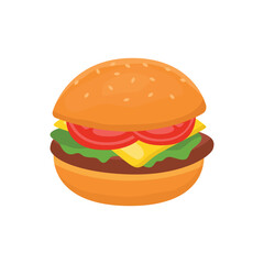 Burger classic icon. Vector illustration flat icon juicy delicious hamburger isolated on white background.