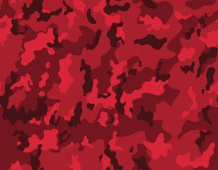 trendy camouflage red background vector print, modern urban pattern.