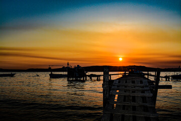 Fototapeta premium Sunset On the hill and sea