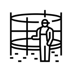 trampoline installation line icon vector illustration