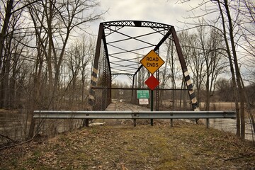 View of the New Haven Coalmine's closed down bridge near Owosso, Michigan - obrazy, fototapety, plakaty
