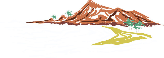 Hand drawn cute mountain ALOHA HAWAII illustration - obrazy, fototapety, plakaty