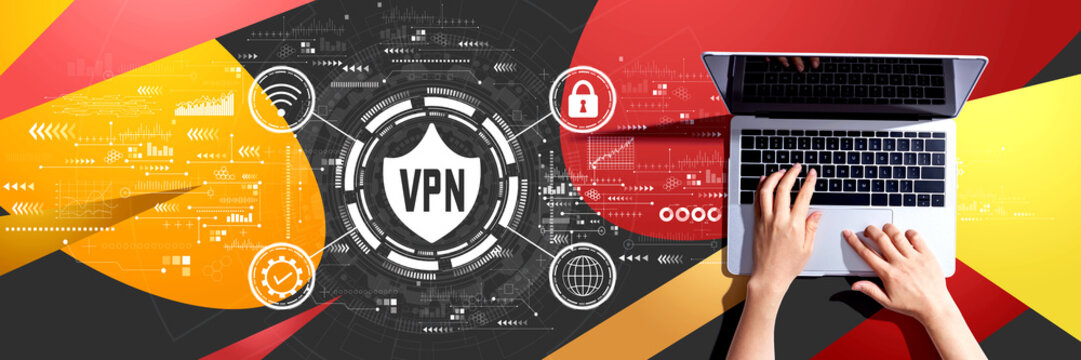 VPN concept with person using a laptop computer