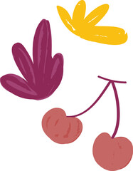 Funny colourful summer fruits and flower Illustration