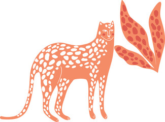 Cute Cheetah,leopard Safari animal and leaves
