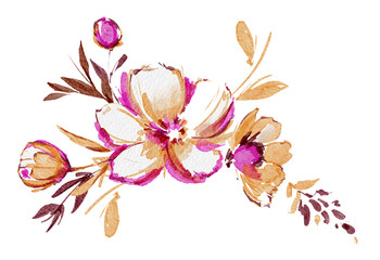 Naklejka premium Watercolour floral illustration,bouquets flower painted