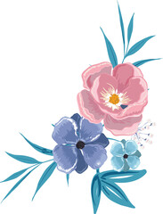  Blooming Floral with parrot birds and Wildflowers  Wreath illustration