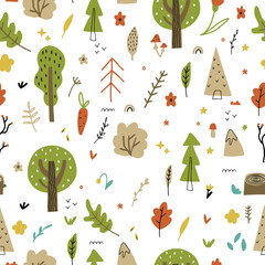 Autumn forest pattern, pastel colors