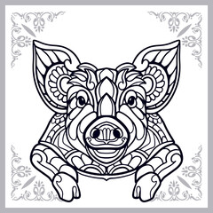 Pig zentangle arts isolated on white background