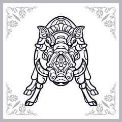 warthog zentangle arts isolated on white background