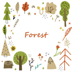 Autumn forest postcard, the inscription "forest"