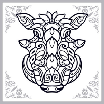 recommend clip art: warthog zentangle arts isolated on white background