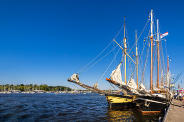 Segelschiffe auf der Warnow während der Hanse Sail in Rostock