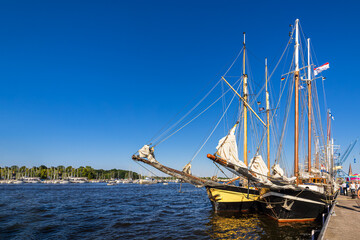 Segelschiffe auf der Warnow während der Hanse Sail in Rostock