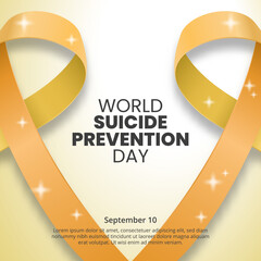 World suicide prevention day background with double gradient yellow ribbons